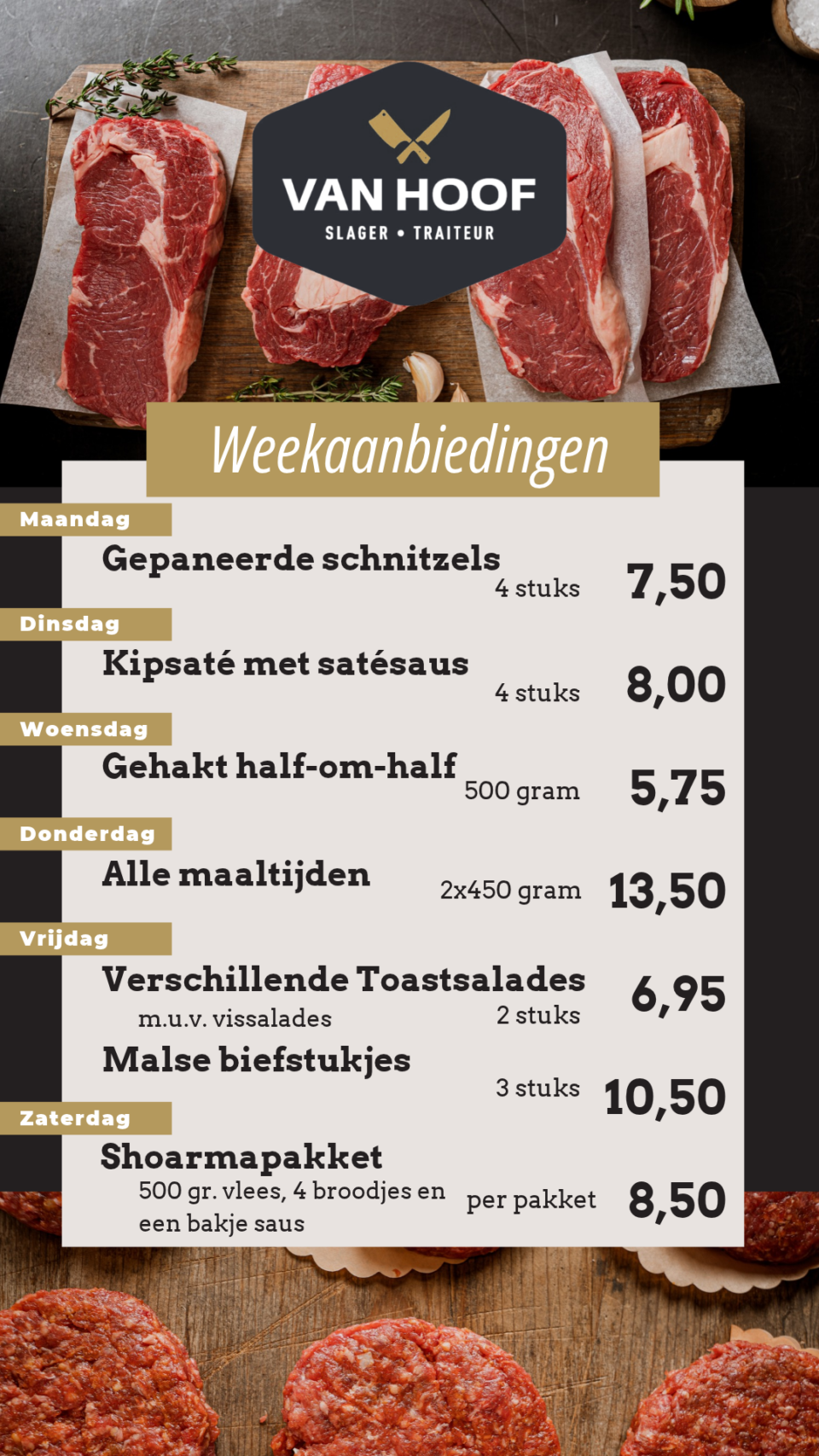 Slagerij aanbieding weekaanbiedingen